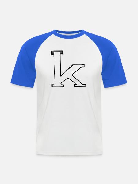 Kleinbuchstabe k handgezeichnet - Männer Baseball-T-Shirt - Weiß/Royalblau