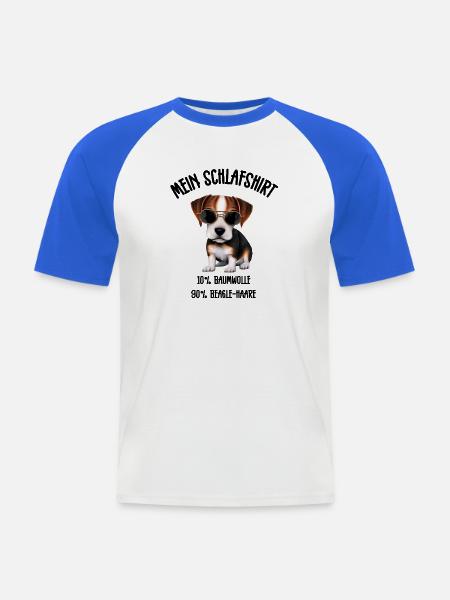 Cooler Beagle Sonnenbrille Schlafshirt - Männer Baseball-T-Shirt - Weiß/Royalblau