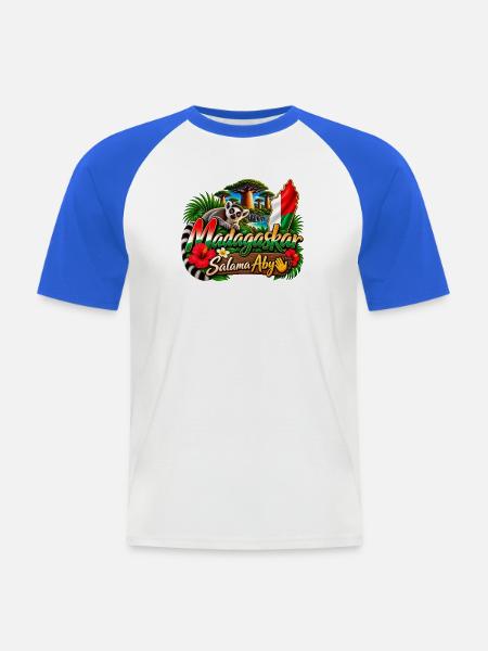 Madagaskar Lemur Tropen Flair - Männer Baseball-T-Shirt - Weiß/Royalblau