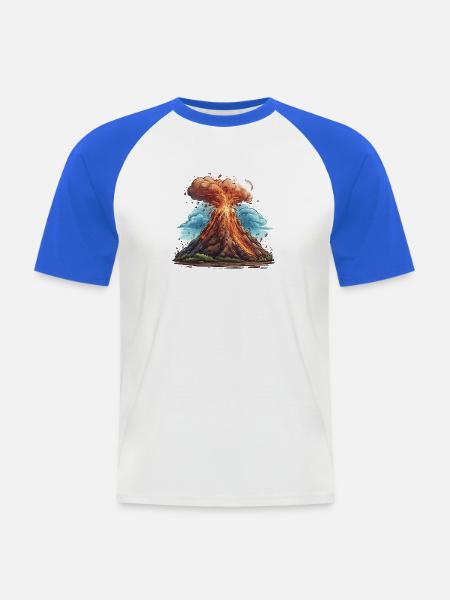 Vulkanausbruch Lava Explosion - Männer Baseball-T-Shirt - Weiß/Royalblau