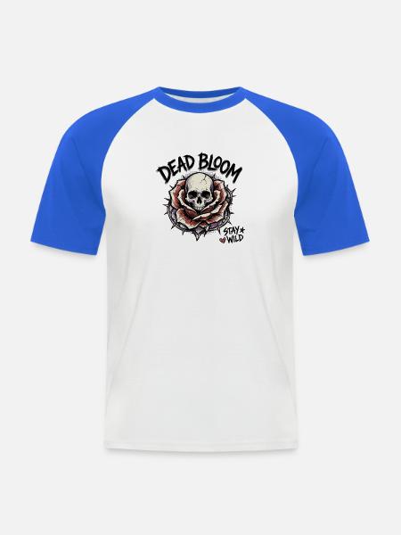 Dead Bloom Skull Rose Tattoo - Männer Baseball-T-Shirt - Weiß/Royalblau