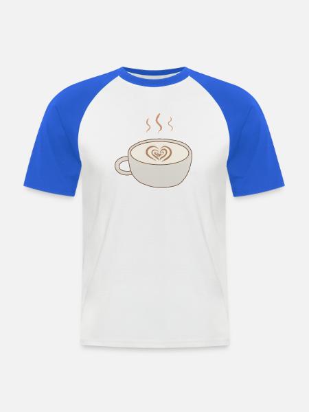 Latte Heart Cup Kunst - Männer Baseball-T-Shirt - Weiß/Royalblau