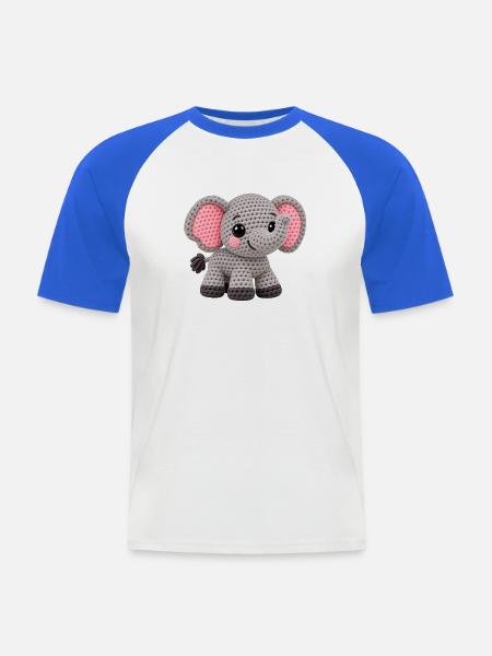 Amigurumi Elefant Kuscheltraum - Männer Baseball-T-Shirt - Weiß/Royalblau
