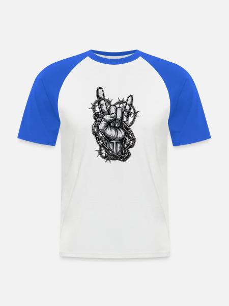 Heavy Metal Stacheldraht - Männer Baseball-T-Shirt - Weiß/Royalblau