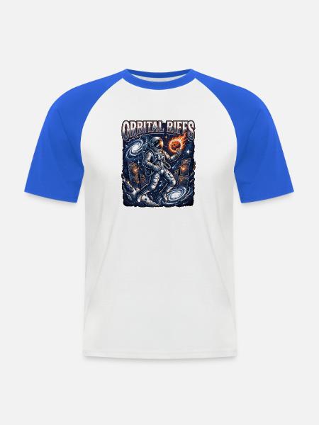 Orbital Riffs Heavy Metal - Männer Baseball-T-Shirt - Weiß/Royalblau