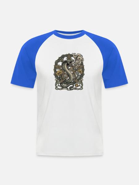Black Metal Schlange - Männer Baseball-T-Shirt - Weiß/Royalblau