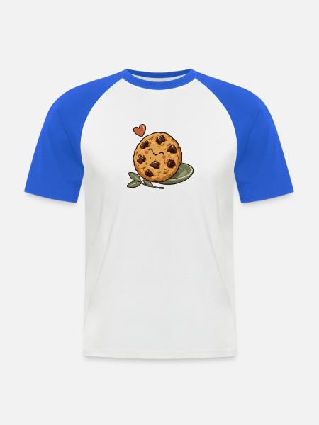 Kaffee und Keks – Keks - Männer Baseball-T-Shirt - Weiß/Royalblau