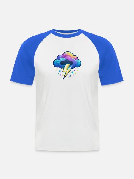 Blitz - Männer Baseball-T-Shirt - Weiß/Royalblau