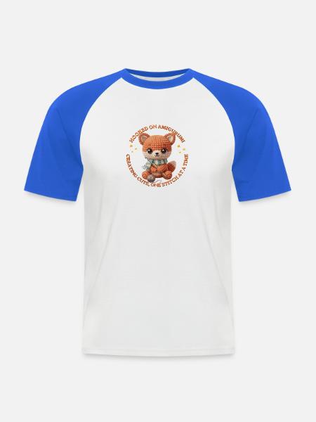 Amigurumi-Fuchs mit Draht - Männer Baseball-T-Shirt - Weiß/Royalblau
