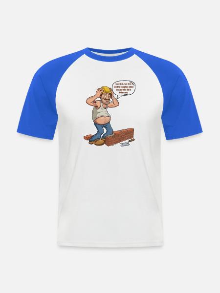 Humor-Builder: Der meckernde Profi - Männer Baseball-T-Shirt - Weiß/Royalblau