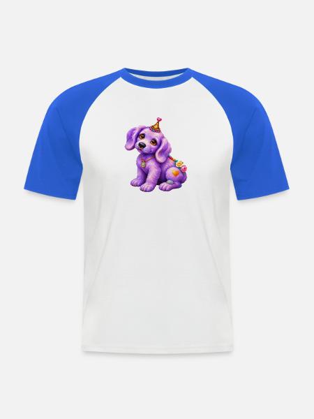 Fliederkleiner Welpe - Männer Baseball-T-Shirt - Weiß/Royalblau