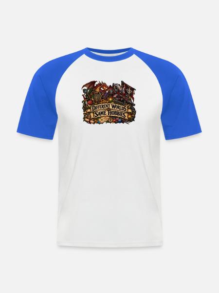 Verschiedene Welten Gleiche Hobbys - Männer Baseball-T-Shirt - Weiß/Royalblau