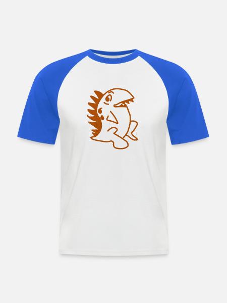Dino Kawaii – Süßer Saurier  Cartoon  - Männer Baseball-T-Shirt - Weiß/Royalblau