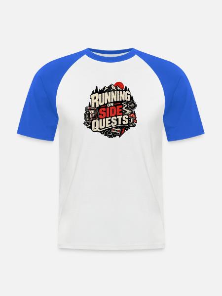 Laufend auf Nebenquests - Männer Baseball-T-Shirt - Weiß/Royalblau