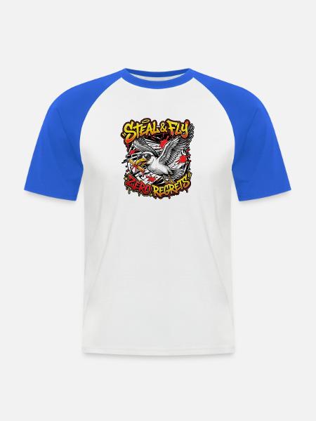 Pommes Möwe - Männer Baseball-T-Shirt - Weiß/Royalblau