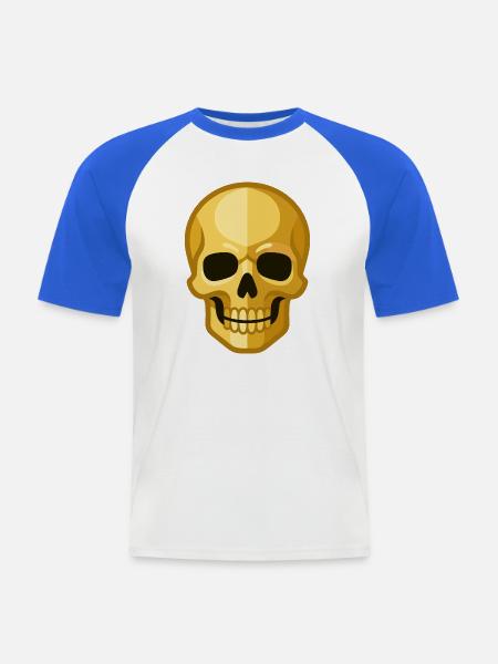 Stilisierte goldene Totenschädelillustration - Männer Baseball-T-Shirt - Weiß/Royalblau