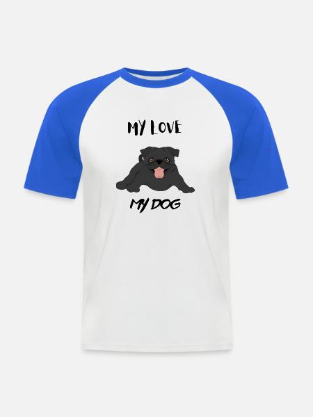 Schwarzer Welpe, mein Schatz - Männer Baseball-T-Shirt - Weiß/Royalblau