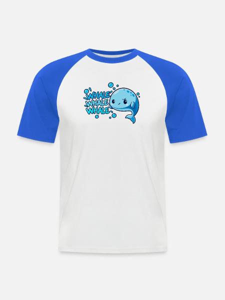 Wortspiel-Wal - Männer Baseball-T-Shirt - Weiß/Royalblau