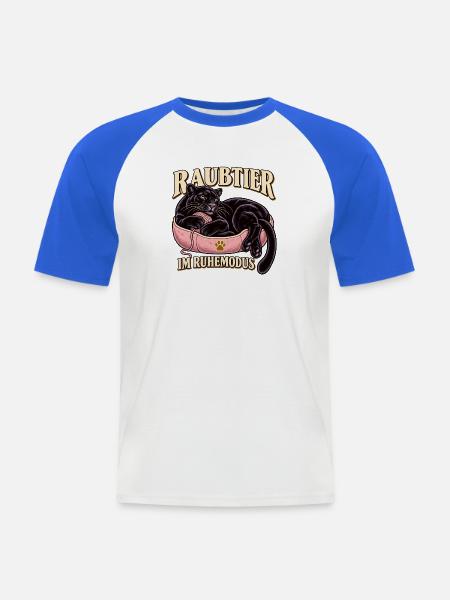 Raubtier im Ruhemodus - Männer Baseball-T-Shirt - Weiß/Royalblau