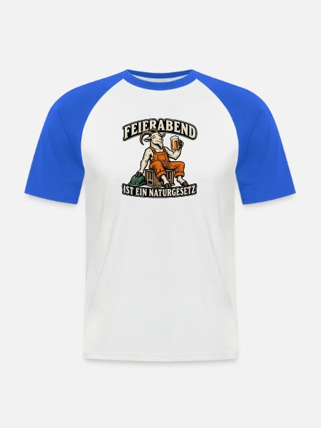 Naturgesetz Feierabend - Männer Baseball-T-Shirt - Weiß/Royalblau