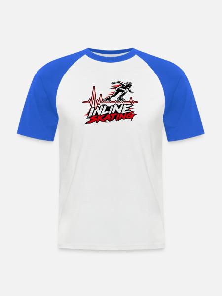 Inline Skating Herzschlag – Skating - Männer Baseball-T-Shirt - Weiß/Royalblau