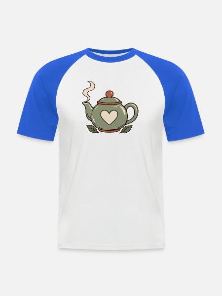 Tee und Zitrone – Teekanne - Männer Baseball-T-Shirt - Weiß/Royalblau