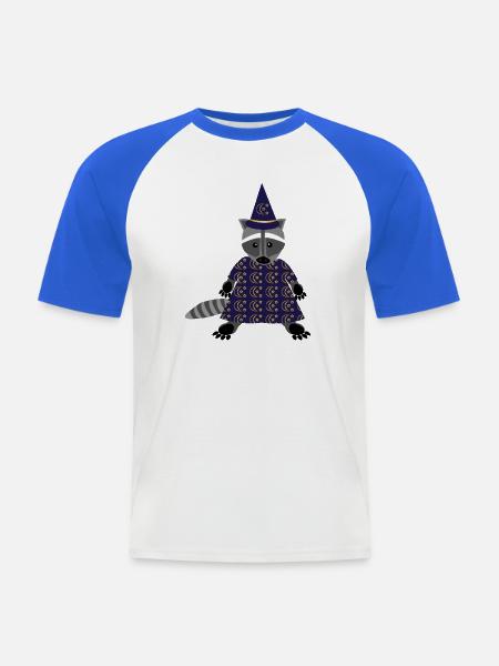 Mondbeschienener Zauberer Waschbär - Männer Baseball-T-Shirt - Weiß/Royalblau