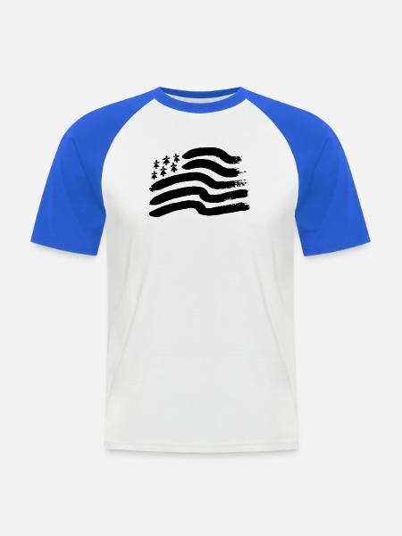 Bretonische Flagge Gwen-ha-Du - Männer Baseball-T-Shirt - Weiß/Royalblau