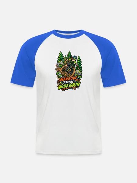 Narrow Trail, Wide Grin - Männer Baseball-T-Shirt - Weiß/Royalblau