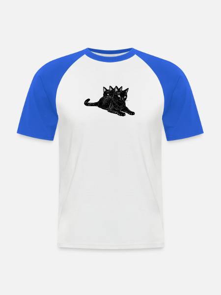 Dreiköpfiges Katzentrio - Männer Baseball-T-Shirt - Weiß/Royalblau