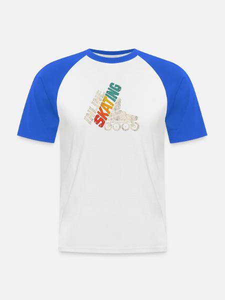 Inline Skating Retro Rollschuh Design - Männer Baseball-T-Shirt - Weiß/Royalblau