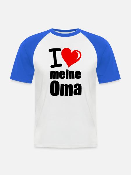 I Love meine Oma - Männer Baseball-T-Shirt - Weiß/Royalblau