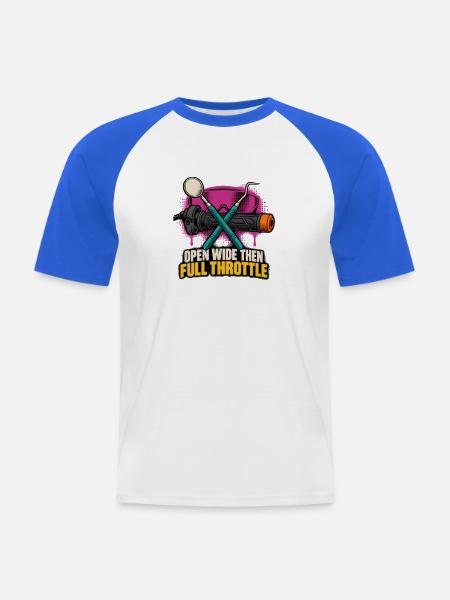 Offen Weit Dann Volle Gas - Männer Baseball-T-Shirt - Weiß/Royalblau