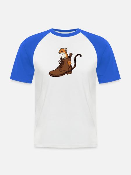 Hermelin im Herbstschuh - Männer Baseball-T-Shirt - Weiß/Royalblau
