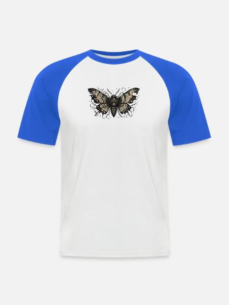Steampunk-Motte mit Schlüsselflügeln - Männer Baseball-T-Shirt - Weiß/Royalblau