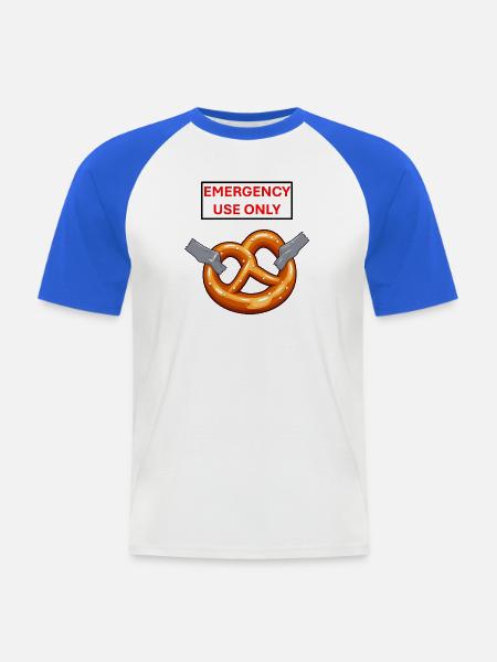 Notfall-Pretzel-Exklusivnutzung - Männer Baseball-T-Shirt - Weiß/Royalblau