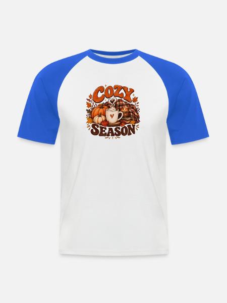 Gemütliche Herbstsaison - Männer Baseball-T-Shirt - Weiß/Royalblau