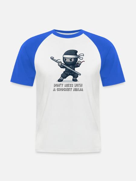 Crochet Ninja – Nicht anfassen - Männer Baseball-T-Shirt - Weiß/Royalblau