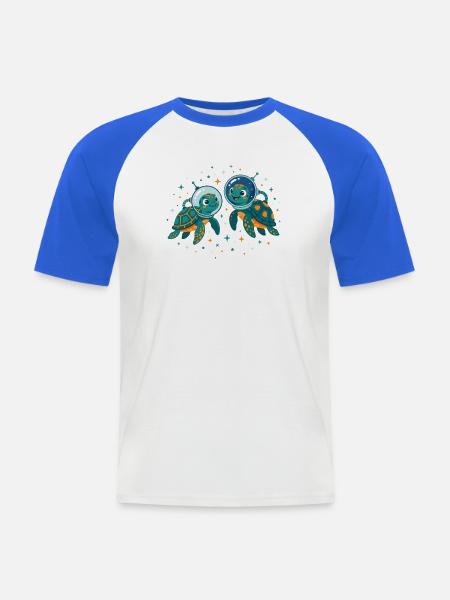 Weltraumschildkröten - Männer Baseball-T-Shirt - Weiß/Royalblau