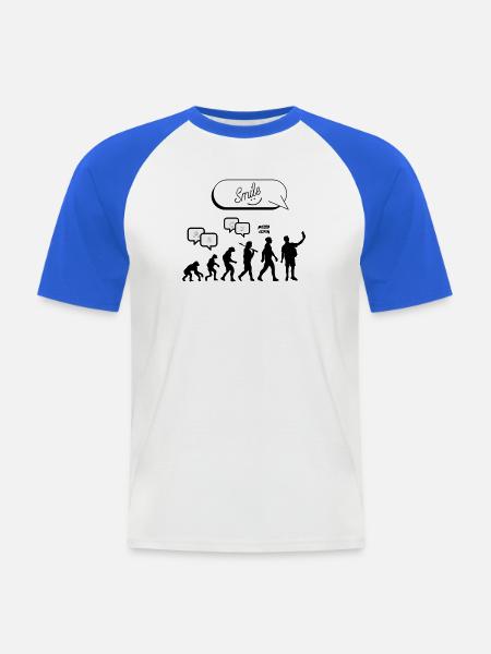 Entwicklung der Kommunikation - Männer Baseball-T-Shirt - Weiß/Royalblau