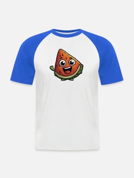 Lachende Wassermelonenscheibe - Männer Baseball-T-Shirt - Weiß/Royalblau