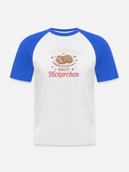 Das Dickerchen Macht Nickerchen - Männer Baseball-T-Shirt - Weiß/Royalblau