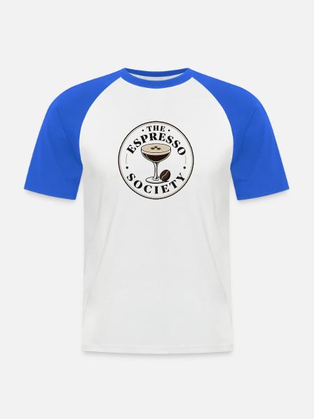 The Espresso Society Retro Kaffee - Männer Baseball-T-Shirt - Weiß/Royalblau
