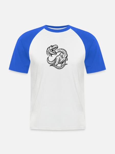 Dino Dinosaurier - Männer Baseball-T-Shirt - Weiß/Royalblau