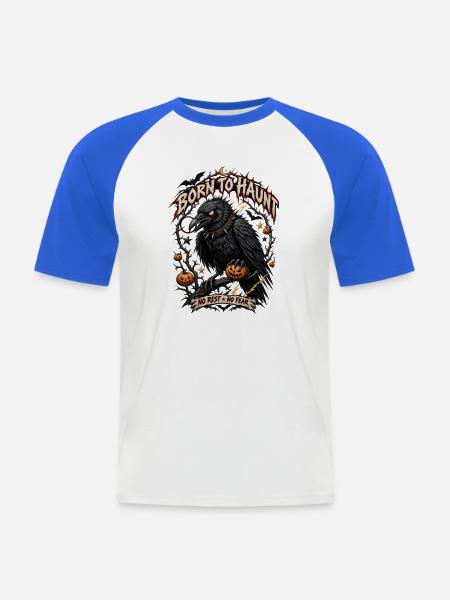 Geboren zur Spuk-Rabennacht - Männer Baseball-T-Shirt - Weiß/Royalblau