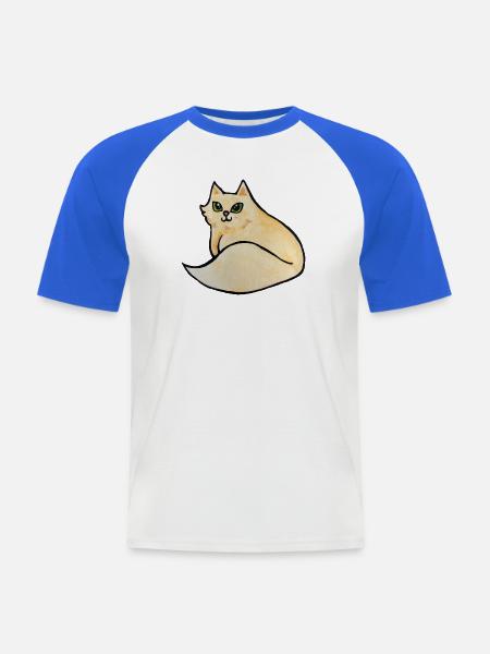 Aquarell-Katzen-Curling-Illustration - Männer Baseball-T-Shirt - Weiß/Royalblau