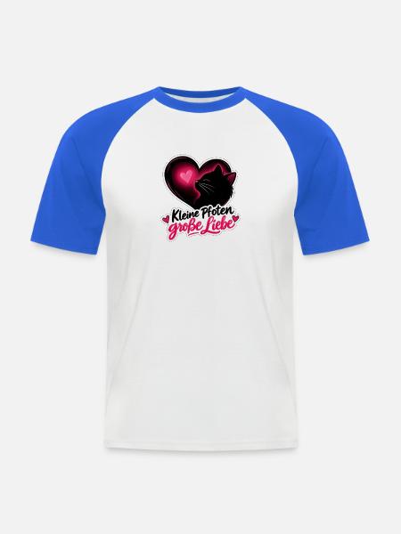 Kleine Pfoten große Liebe - Männer Baseball-T-Shirt - Weiß/Royalblau