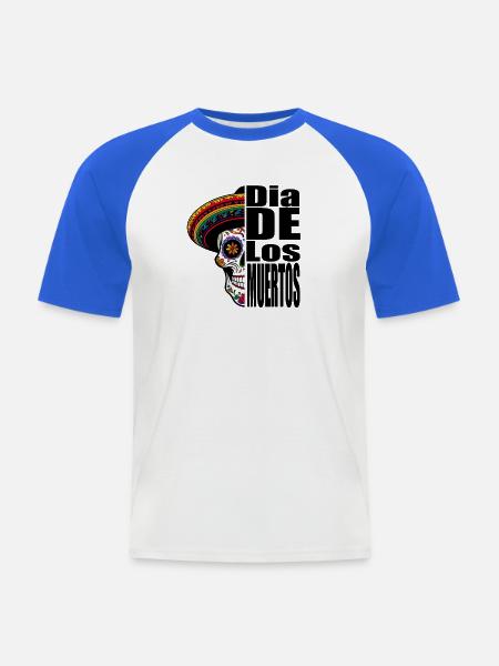 Dia de los Muertos - Männer Baseball-T-Shirt - Weiß/Royalblau