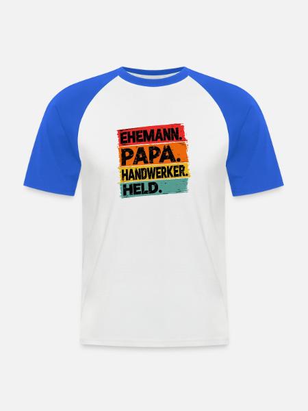 Ehemann Papa Handwerker Held - Männer Baseball-T-Shirt - Weiß/Royalblau