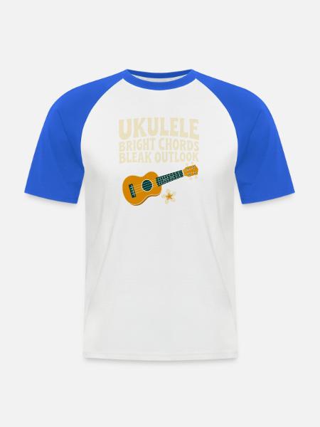 Lustiger Ukulele-spieler Dunkler Humor - Männer Baseball-T-Shirt - Weiß/Royalblau